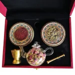 پک مخمل زعفران و هل و گل محمدی و قوری